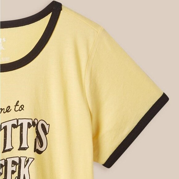 Torrid - Schitt's Creek Classic Fit Cotton Crew Tee in Sundress Yellow​​​​​ - Picture 11 of 13